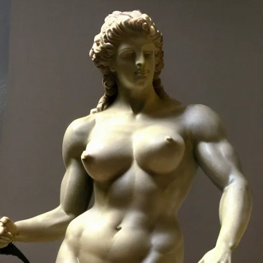 Image similar to venus de milo with big muscular arms