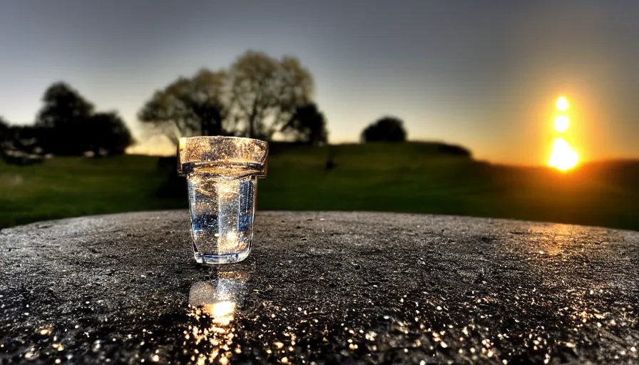 Prompt: [ a cup of sparkling water ], cup of ( water and shiny crystals ), highly detailed, dusk, moon light, campsite, hdr, backlit, ( dramatic angle ), 8 k, [ f 2 0 ], 1 5 mm