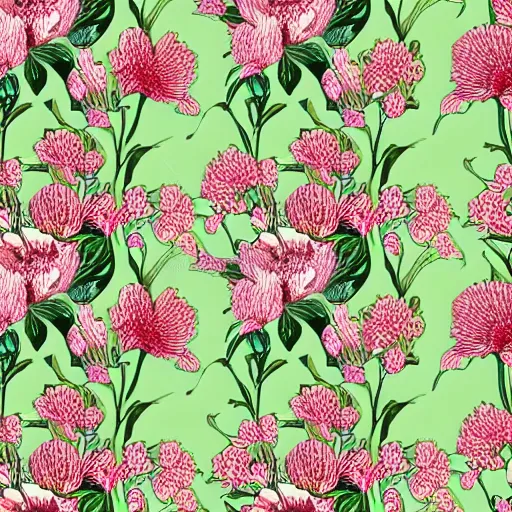 Prompt: floral wallpaper texture, vintage illustration pattern, bizarre compositions, blend of flowers, by beto val, john james audubon, exquisite detail, vector art, made in illustrator