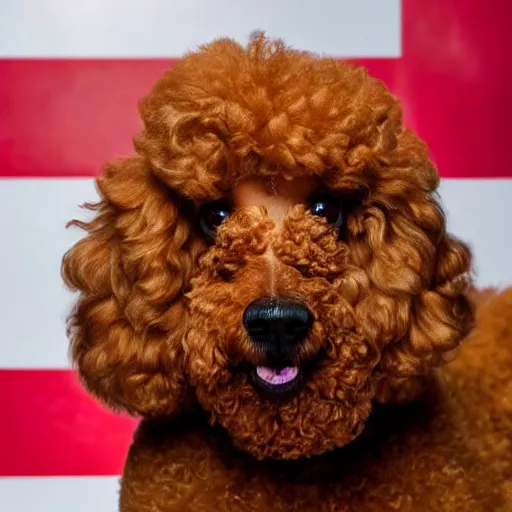 Prompt: An adorable yummy poodle made out of delicious greasy crispy fried chicken, high resolution photo