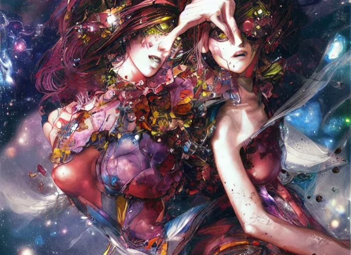 Prompt: art by yoshitaka amano, and erik jones, inspired by galaxy, smooth texture, intricate oil painting, high detail illustration, sharp high detail, manga and anime 1 9 9 9