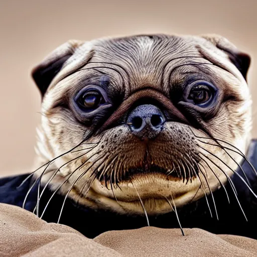 Image similar to an sea-otter that looks like a pug, national geographic photography