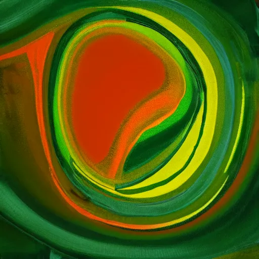 Prompt: orange on top, green on bottom, abstract