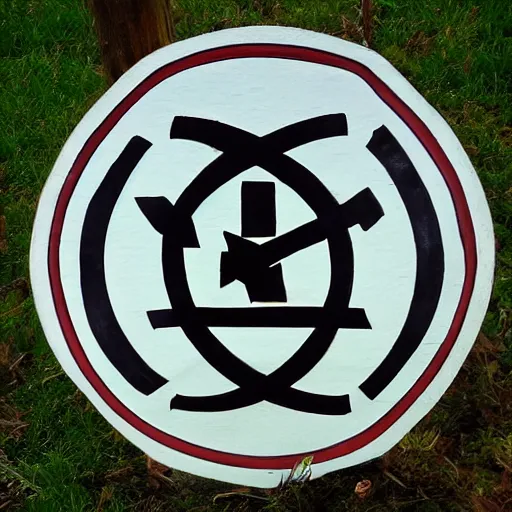 Prompt: a sigil for my front door to repel door to door salespeople, amish style