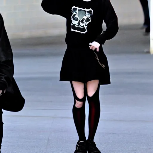 Prompt: Emma Watson as a highschool mall goth