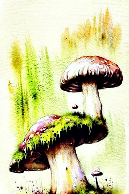 Image similar to soft muted colors!!!!!! ( ( ( ( ( ( watercolor giant flowers, giant mushrooms, moss granular dripping running. ) ) ) ) ) ) ) ) by jean baptiste monge!!!!!!!!!!!!!!!!!!!!!!!!!!!!!!