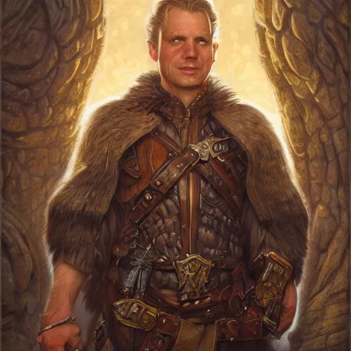 Image similar to Jimmie Åkesson as a fantasy D&D character, portrait art by Donato Giancola and James Gurney, digital art, trending on artstation