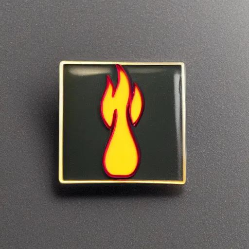 Image similar to a photo of a retro 7 0 s minimalistic clean fire warning enamel pin, studio lighting, behance