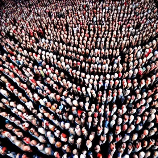 Image similar to hyperrealistic photography of where's wally? by caravaggio wiew from above