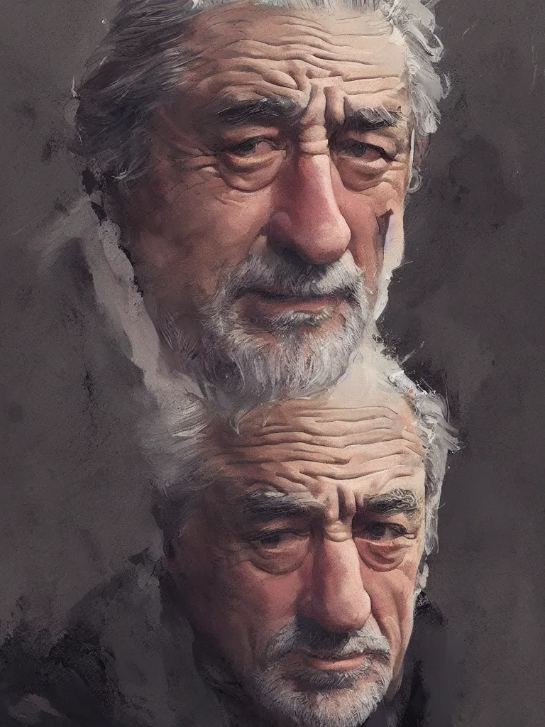 Image similar to A portrait of Robert de Niro art by greg rutkowski, matte painting, trending on artstation