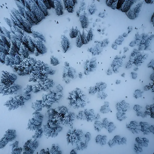 Prompt: aerial perspective frostpunk wood resources, a lot of snow, coast, abandoned