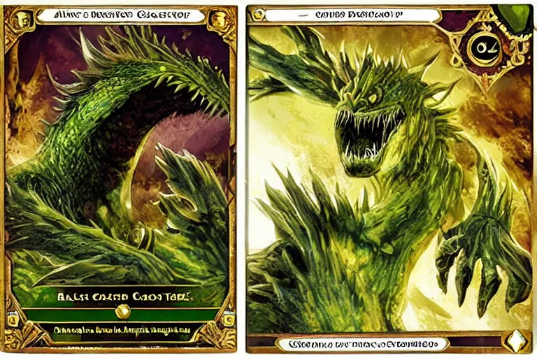 Image similar to a giant monster epic royal stone basilisk, gold green creature, magic : the gathering