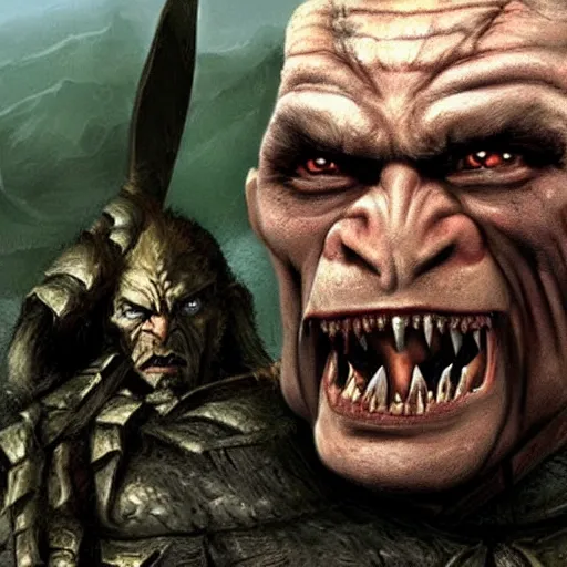 Image similar to putin as an orc from lord of the rings