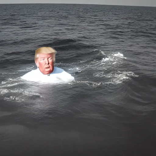 Image similar to dark footage of donald trump walking around the bottom of the ocean