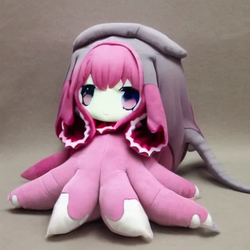 Prompt: fumo plush of a cute octopus girl, anime girl