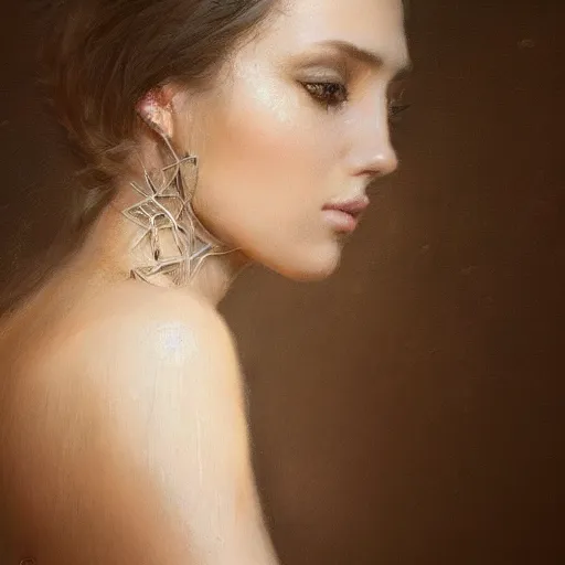 Image similar to half body portrait of woman, hyperrealism, beauty, intricate detail, photo by greg rutkowski, elegance, soft lighting, sharp focus