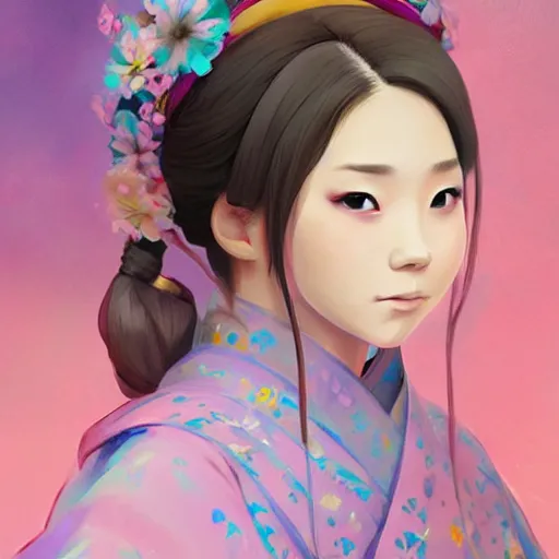 Image similar to pretty viktor orban wearing beatiful hanbok, face by artgerm, bright pastel colors, studio ghibli painterly style, trending on artstation, tarot card