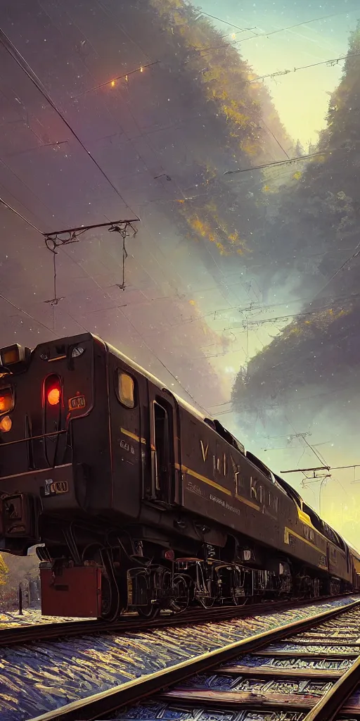 Image similar to highly detailed train in gta v, stephen bliss, unreal engine, fantasy art by greg rutkowski, loish, rhads, ferdinand knab, makoto shinkai and lois van baarle, ilya kuvshinov, rossdraws, tom bagshaw, global illumination, radiant light, detailed and intricate environment