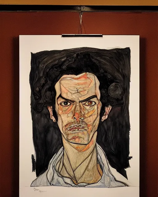 Prompt: portrait of aku by egon schiele in the style of greg rutkowski