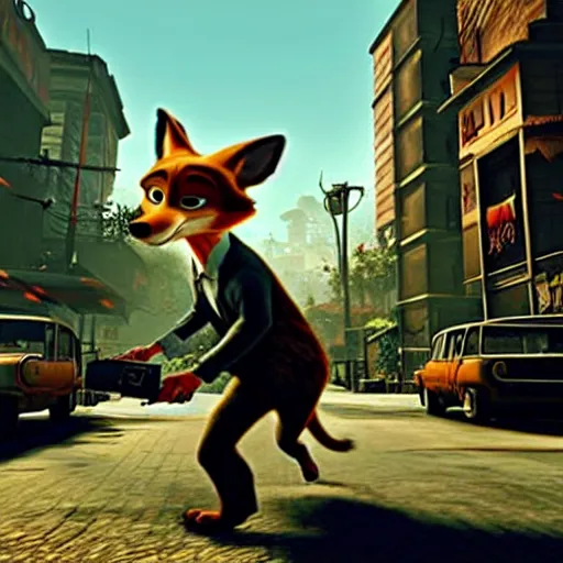 Image similar to max payne 4 set in zootopia