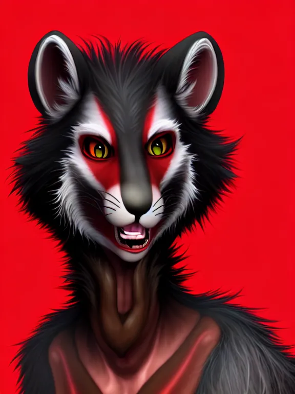 Image similar to furry - male - red - black - weasel - chaos theorist - fursona uhd ue 5 visual novel pc game expressions, photorealistic