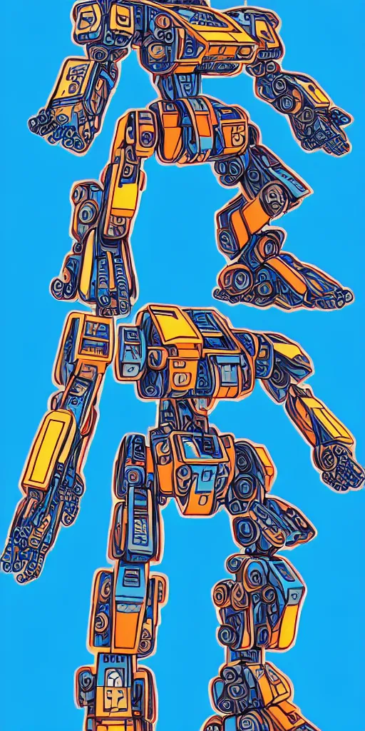 Image similar to blueprint of a colorful battletech mecha, technical draw, concept art, extreme detail, 3 5 mm, colorful, phone wallpaper