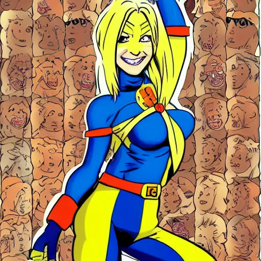 Image similar to blonde hair, girl April O'Neil from cartoon Ninja Turtles by Kevin Eastman