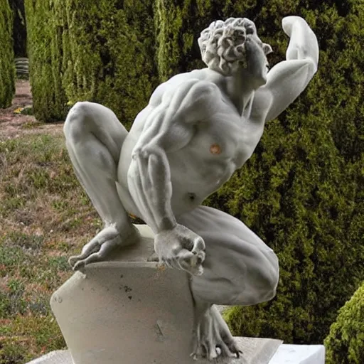 Image similar to greek statue of a buff frog