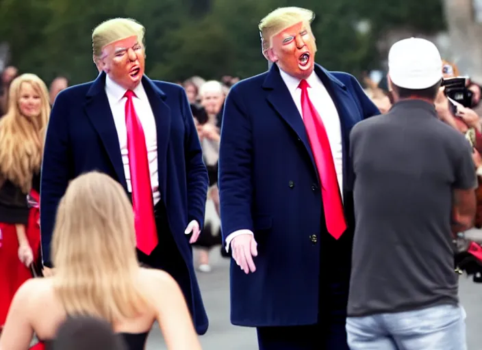 Image similar to paparazzi photograph of donald trump being publicly humiliated, 8 k