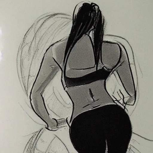 Image similar to milt kahl sketch of thick cuban girl wearing black yoga pants