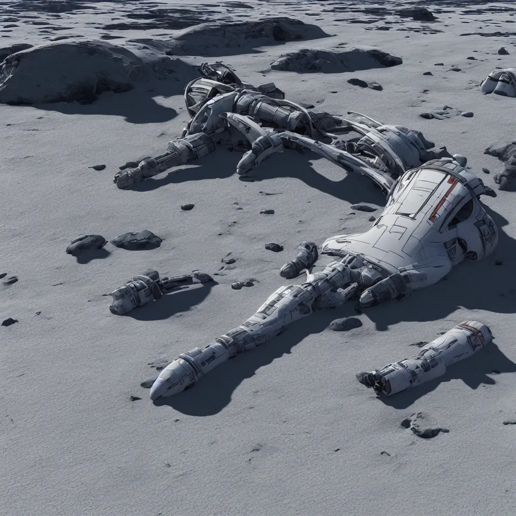 Image similar to photo of a broken down spaceship on a beach, unreal engine, photo realistic, 8 k