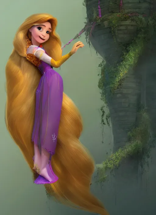 Image similar to rapunzel, digital art, trending on artstation