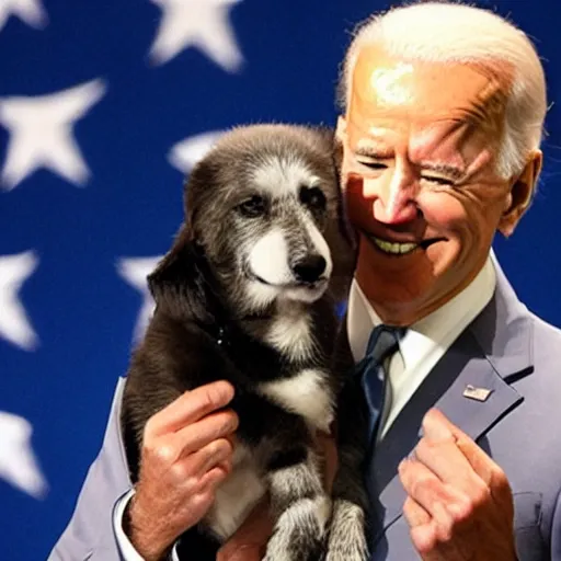 Prompt: Joe Biden eating a dog