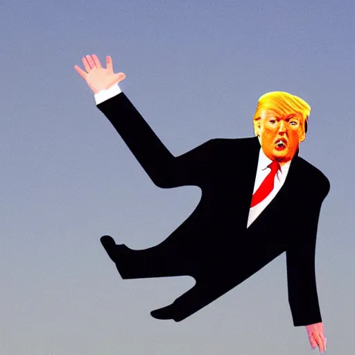 Prompt: donald trump hovering in the air