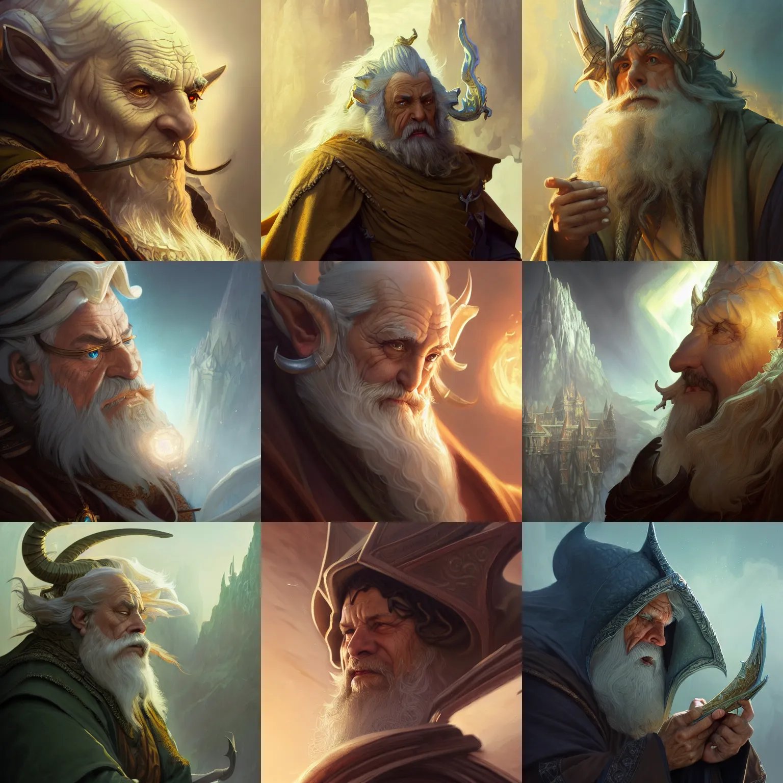 Prompt: close up of an gendalf travel with bilbo, deep focus, d & d, fantasy, intricate, elegant, highly detailed, digital painting, artstation, concept art, matte, sharp focus, illustration, hearthstone, art by artgerm and greg rutkowski and alphonse mucha