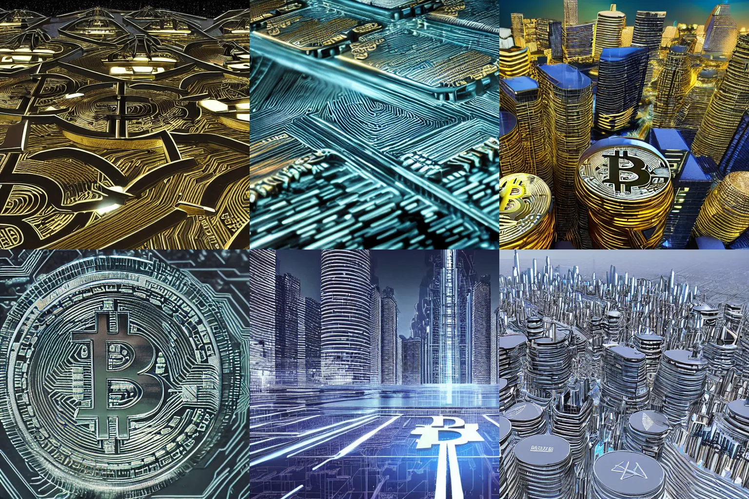 Prompt: Photo of a huge futuristic Bitcoin city, utopia, highly-detailed
