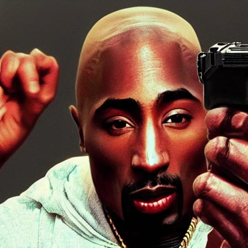 Image similar to award winning photo of tupac shakurs last moment alive, from the perspective of the gun, but the actual photo, 4 k mega realistic