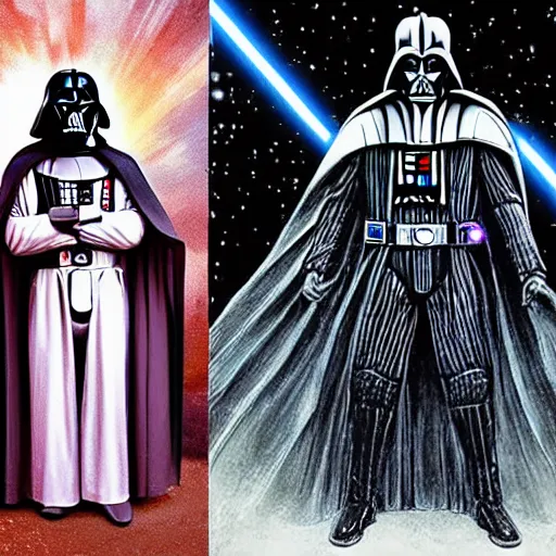 Prompt: darth vader ( left ) jesus ( right )