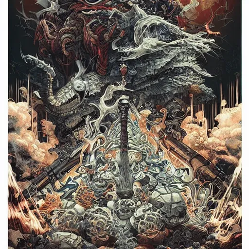 Prompt: 🏴🏴☠🤬, symmetrical, intense, detailed, by bambang nurdianshyah, garis edelweiss, roby dwi antono and dan mumford, ayami kojima, takato yamamoto, barclay shaw, norman rockwel, karol bak, yukito kishiro