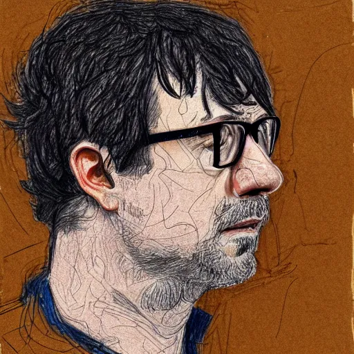 Image similar to a realistic yet scraggly portrait sketch of the side profile of a stern and sophisticated graham coxon, trending on artstation, intricate details, in the style of frank auerbach, in the style of sergio aragones, in the style of martin ansin, in the style of david aja, in the style of mattias adolfsson