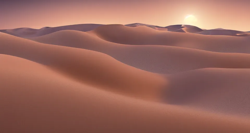 Image similar to a matte painting of desert dunes with blue light falling on them, trending on artstation