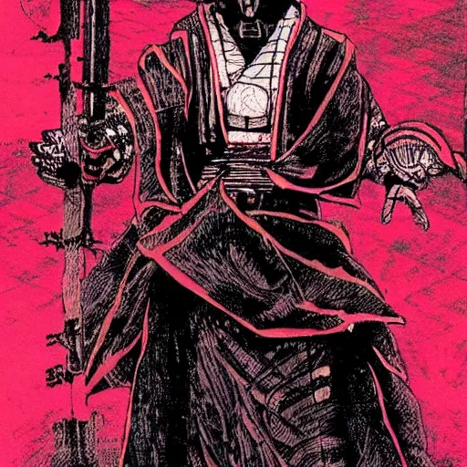 Image similar to mephisto ( 1 8 9 5 ) in cyberpunk samurai style