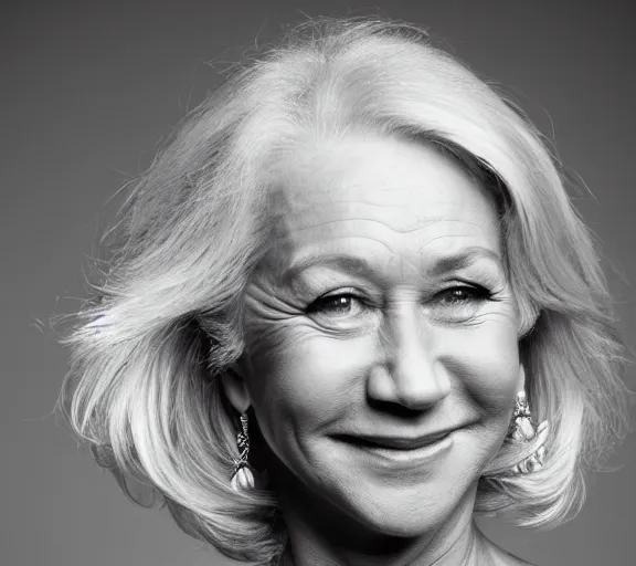 Image similar to a studio photograph of Helen Mirren; f/1.4; 90mm