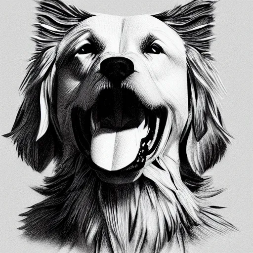 Prompt: finished low poly drawing of a golden retriever, artstation trending