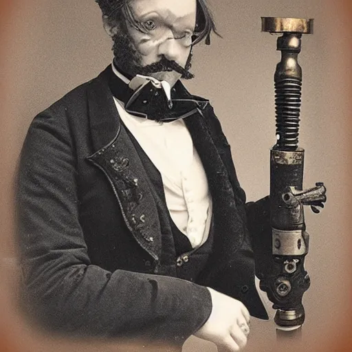 Image similar to Portrait of a Victorian Gentleman with a Steampunk prosthetic