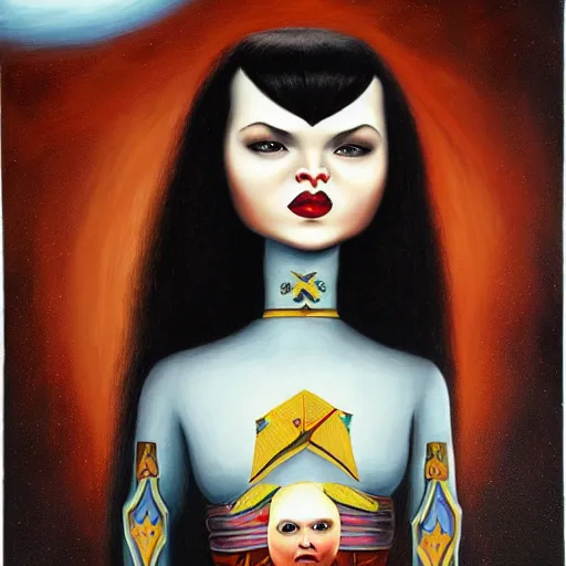 Image similar to Klingon girl, lowbrow painting by Mark Ryden