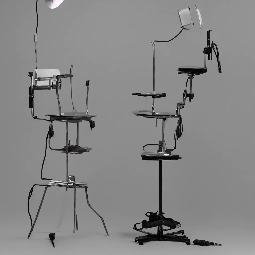 Image similar to product photography teenage engineering electric chair, dieter rams, jonothan ive, vintage