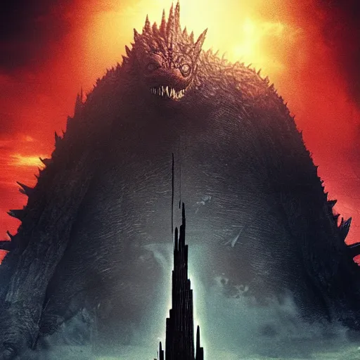 Image similar to dark tower, godzilla, overgrown, last day alive