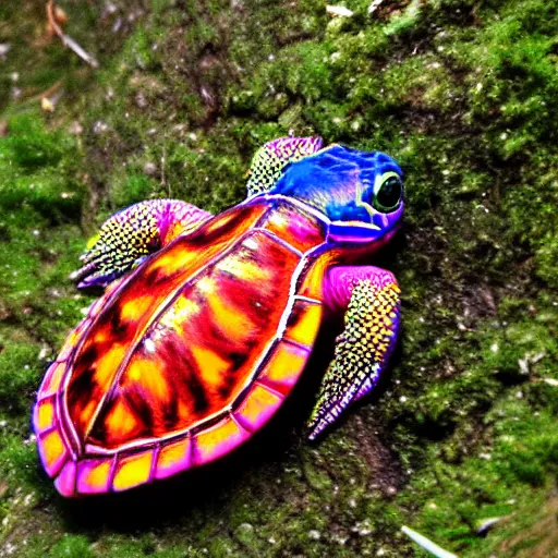 Prompt: cute furry bright coloured turtle