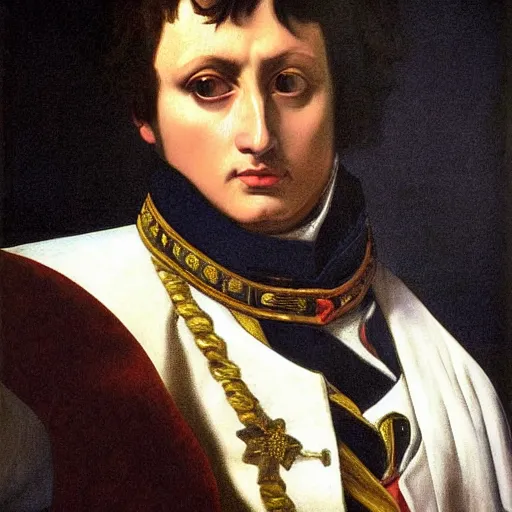 Image similar to Beautiful painting very detailled of Napoléon Bonaparte by Michelangelo Merisi da Caravaggio